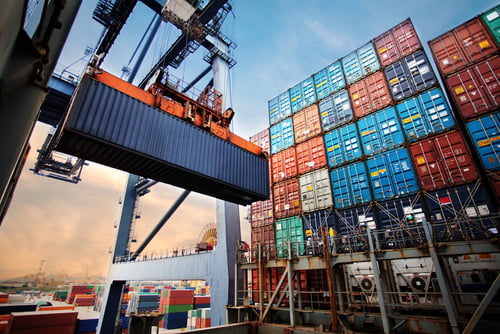 containers being loaded
